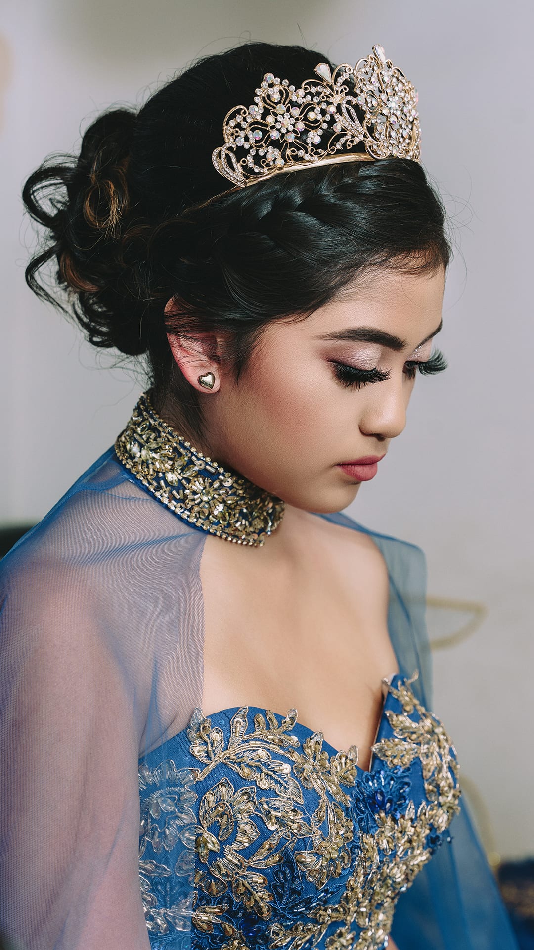 Quinceañera beauty portrait with formal makeup